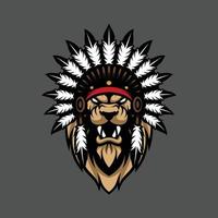 Lion apache mascot design vector