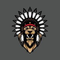 Lion apache mascot design vector