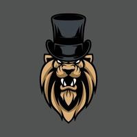 Lion tophat mascot design vector