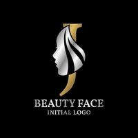 letter J beauty face initial vector logo design element