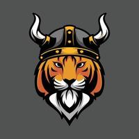 Tiger viking mascot design vector