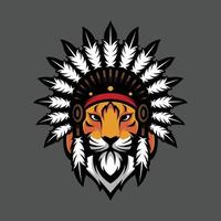 Tiger apache mascot design vector