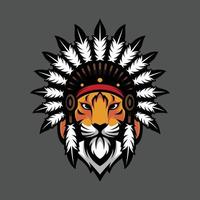 Tiger apache mascot design vector