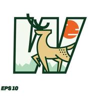 Deer Or Hunting Alphabet W vector