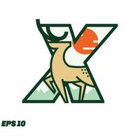 Deer Or Hunting Alphabet X vector