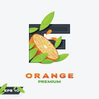alfabeto f edición de frutas naranjas vector