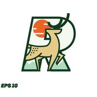 Deer Or Hunting Alphabet R vector