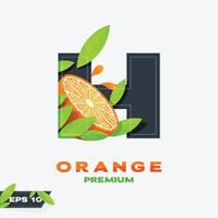 alfabeto h edición de frutas naranjas vector
