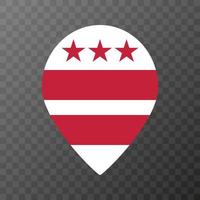 Map pointer with flag District of Columbia state. Alabama flag. Vector illustration.