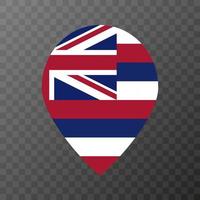 Map pointer with flag Hawaii state. Vector illustration.