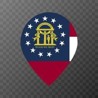 Map pointer with flag Georgia state. Vector illustration.