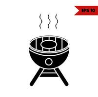 ilustración del icono de glifo de parrilla vector