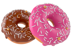 Colourful decorated donuts isolated on transparent background png