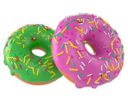 Colourful decorated donuts isolated on transparent background png