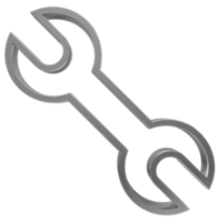 3D spanner icon on transparent background png