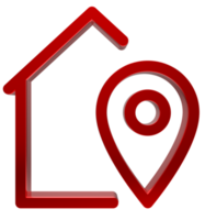 3D Home location icon on transparent background png