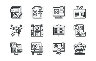 Education Icon Set with Monoline Style for Application vector