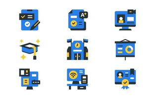 Education Icon Set with Full Color Filled for Application vector