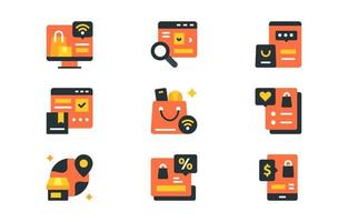 Ecommerce Icon Set with Filled Color for Application vector