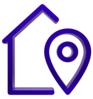 3D Home location icon on transparent background png