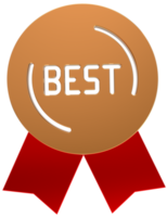 3D badge with ribbons icon on transparent background png