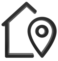 3D Home location icon on transparent background png