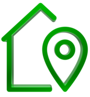 3D Home location icon on transparent background png