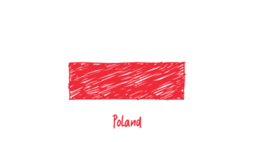 Polen nationaal land vlag potlood kleur schetsen illustratie met transparant achtergrond png