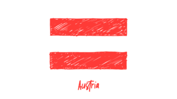 Austria National Country Flag Pencil Color Sketch Illustration with Transparent Background png
