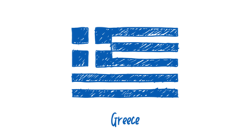 ilustração de esboço de cor de lápis de bandeira de país nacional de grécia com fundo transparente png
