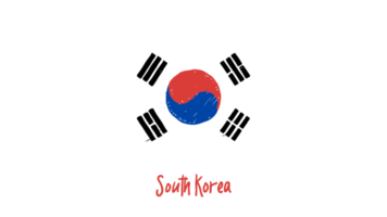 South Korea National Country Flag Pencil Color Sketch Illustration with Transparent Background png