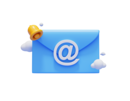 correo electrónico con notificación de campana alerta de mensaje de chat nuevo evento icono web ilustración 3d png