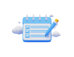 To do list Checklist report with pen complete report web icon 3d illustration png