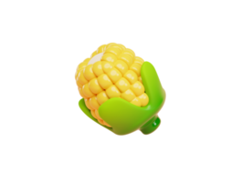 concepto de vegetales frescos y saludables de maíz. icono, signo, o, símbolo, 3d, render, ilustración png