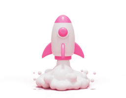 Rocket launch success innovation creative Business startup concept web icon 3d illustration png