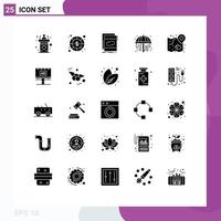 Pictogram Set of 25 Simple Solid Glyphs of garden shower money sound loop Editable Vector Design Elements