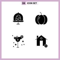 Modern Set of 4 Solid Glyphs and symbols such as disk glass easter pumpkin margarita Editable Vector Design Elements