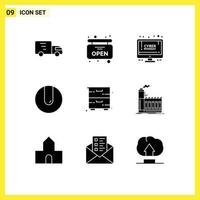 Mobile Interface Solid Glyph Set of 9 Pictograms of furniture cupboard discount cabinet match Editable Vector Design Elements