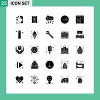 Group of 25 Modern Solid Glyphs Set for browser right cloud backup transfer online storage Editable Vector Design Elements