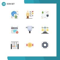 9 User Interface Flat Color Pack of modern Signs and Symbols of online content professional ability article electricity Editable Vector Design Elements