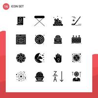 16 Universal Solid Glyphs Set for Web and Mobile Applications business snow interior winter hockey Editable Vector Design Elements