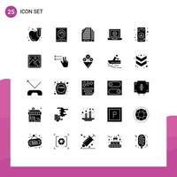 25 Universal Solid Glyphs Set for Web and Mobile Applications navigation gps apartment love laptop Editable Vector Design Elements