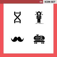 4 User Interface Solid Glyph Pack of modern Signs and Symbols of biology solution dna structure connection hipster Editable Vector Design Elements