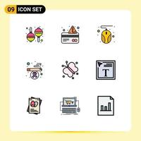 Pictogram Set of 9 Simple Filledline Flat Colors of color fill in text spring hardware fly smoking Editable Vector Design Elements