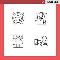grupo de símbolos de icono universal de 4 colores planos de línea de relleno modernos de campaña de compra de votos de fuego elementos de diseño de vector editables de corazón