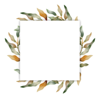 cadre aquarelle feuille png