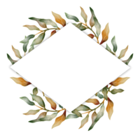 cadre aquarelle feuille png