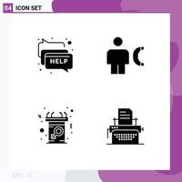 Stock Vector Icon Pack of 4 Line Signs and Symbols for chat announcement message call female Editable Vector Design Elements