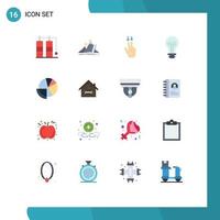 Flat Color Pack of 16 Universal Symbols of analytics financial data fingers light creative Editable Pack of Creative Vector Design Elements