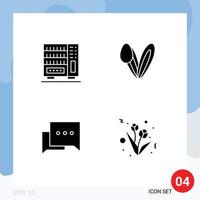 4 Universal Solid Glyph Signs Symbols of furniture chat drawer face flower Editable Vector Design Elements